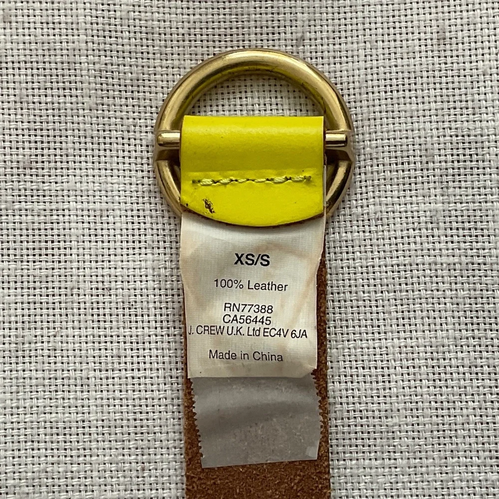 J.Crew UK Yellow Braided Leather Adjustable Belt Size XS/S NEW